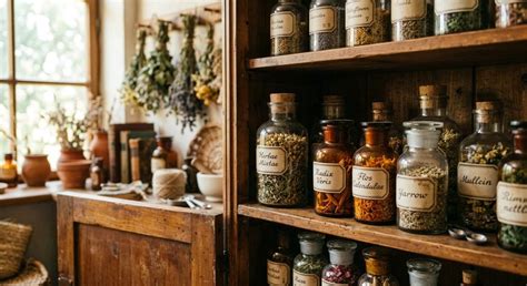 Herboristerie traditionnelle avec des plantes séchées