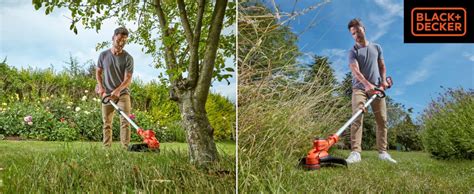 Coupe-bordures Black et Decker 36V en action dans un jardin