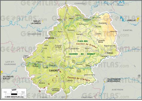 Carte de la région du Lot en France