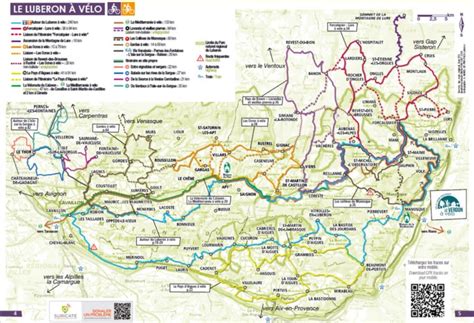Carte du Luberon à vélo avec les principaux itinéraires cyclables