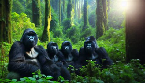 Groupe de gorilles en forêt