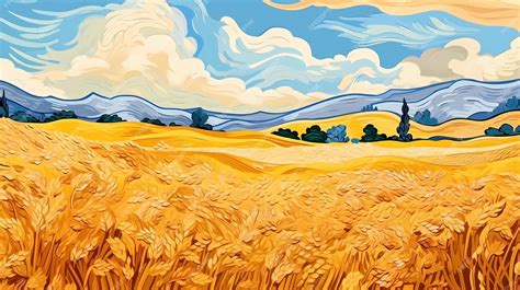 Illustration d'un champ de blé parsemé de bleuets des champs