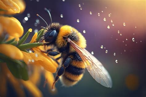 Gros plan sur une fleur de bleuet avec une abeille butinant
