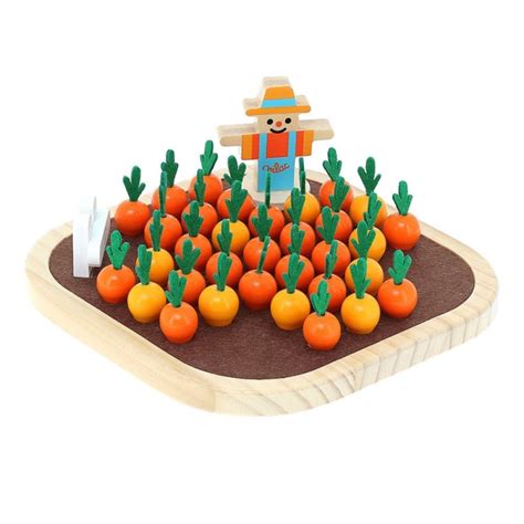 Illustration du Jeu Jour de Récolte avec des légumes en bois