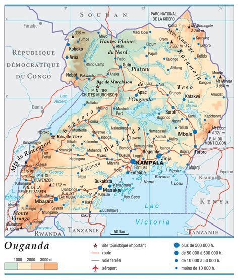 carte de l'Ouganda montrant les zones de culture du riz