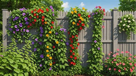 Exemple d'association réussie d'ipomées avec d'autres plantes grimpantes sur un treillis