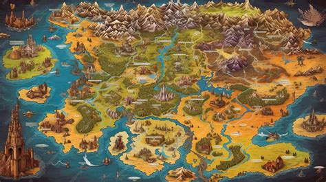 Carte du monde de Legendary Kingdoms avec différents royaumes indiqués