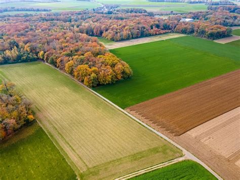 Vue aérienne des champs de culture des Pépinières Soupe à Châtillon-sur-Chalaronne
