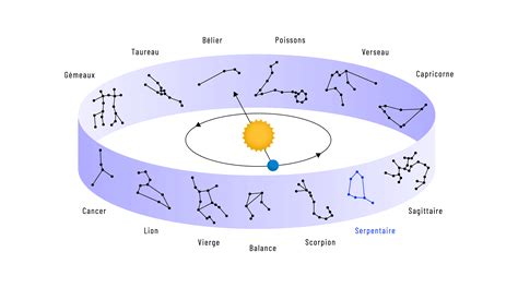 Diagramme des constellations zodiacales et leur association avec les jours Racine, Feuille, Fleur, Fruit
