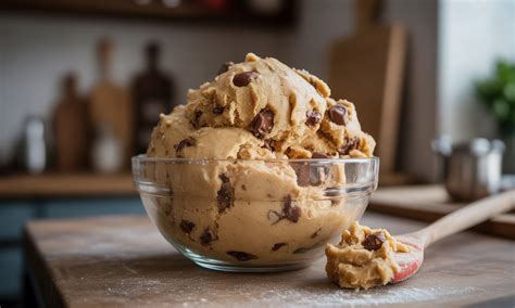 Pâte à cookies fraîchement préparée avec pépites de chocolat