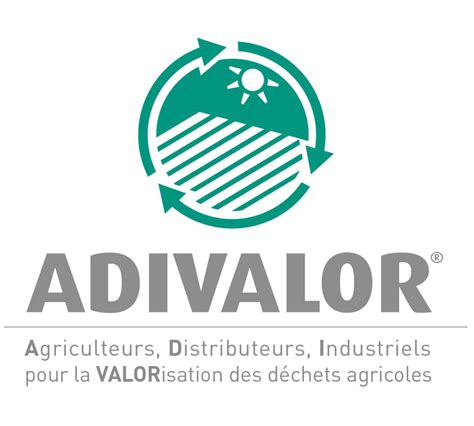 Logo ADIVALOR entouré de pictogrammes de recyclage agricole