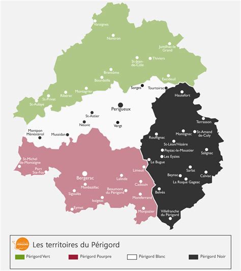 Carte du Périgord Noir mettant en évidence Carlux, Saint-Amand-de-Coly et Saint-Cybranet