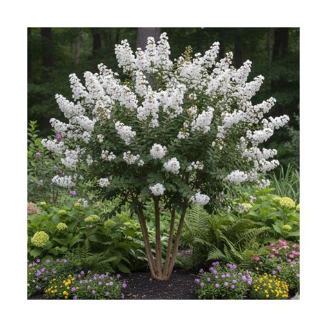 Lilas des Indes blanc en fleurs