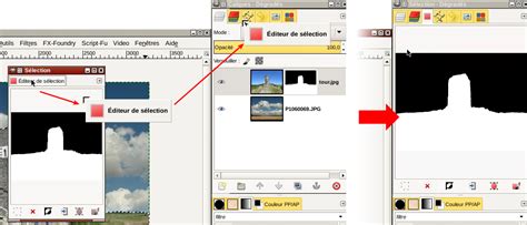 Illustration du menu des fenêtres ancrables dans GIMP
