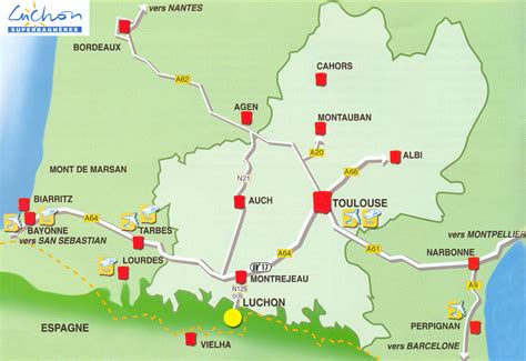 Carte du Col du Portillon et de la région de Bagnères de Luchon