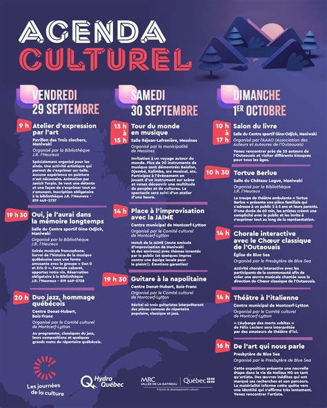 Calendrier des événements culturels de L'Atalante