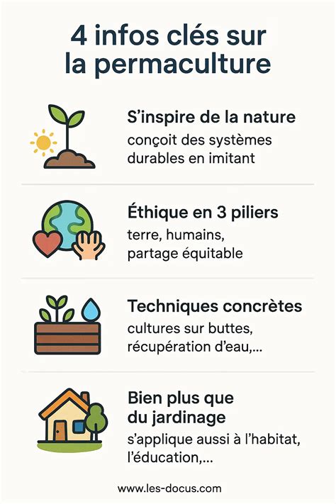 Permaculture en Tunisie : Infographie des principes fondamentaux