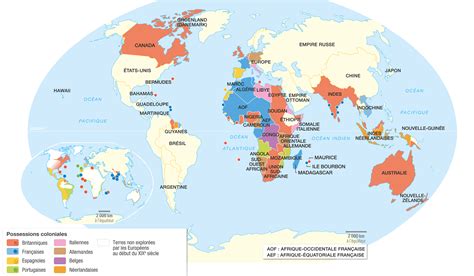 Carte historique des empires coloniaux européens