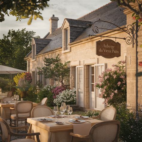 Façade de l'auberge et cadre du restaurant