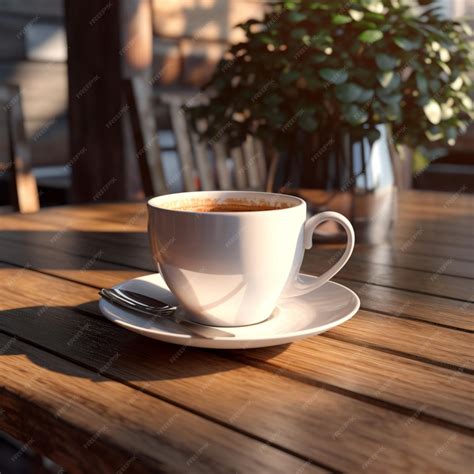 Une tasse Gien décor Lierre posée sur une table en bois clair avec une lumière naturelle