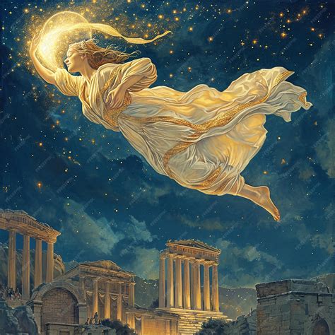 Illustration de la déesse Iris et de son arc-en-ciel