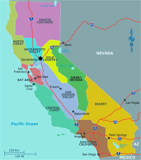 carte Californie avec ses régions agricoles principales