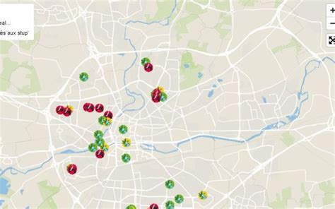 Capture d'écran de la carte interactive des arbres de Rennes