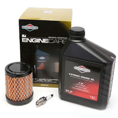 Exemple de kit d'entretien pour moteur Briggs & Stratton incluant bougie et filtres