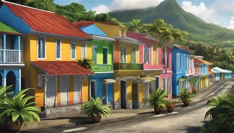 Schéma type d'une habitation créole avec ses différentes zones de culture et de vie
