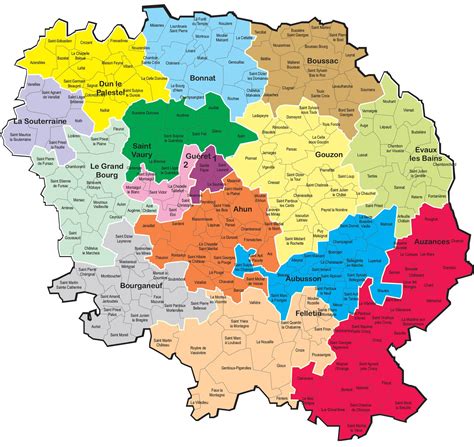 Carte de la Creuse mettant en évidence Noth et les zones d'intervention d'Hémipass 23
