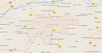 Carte de Montrevault-sur-Èvre avec les zones de concentration d'entreprises