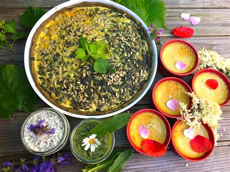 Repas préparé avec des plantes sauvages