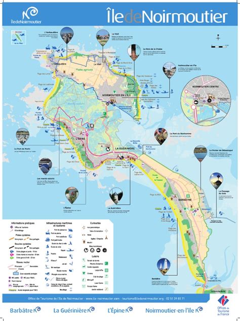 Plan de l'île de Noirmoutier avec les points de collecte de déchets