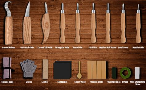 Outils de sculpture sur bois et copeaux