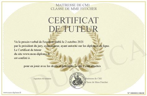 Certificat symbolique de tuteur