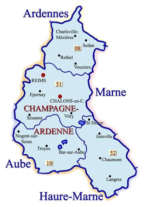 Carte de la Champagne-Ardenne mettant en évidence les zones agricoles