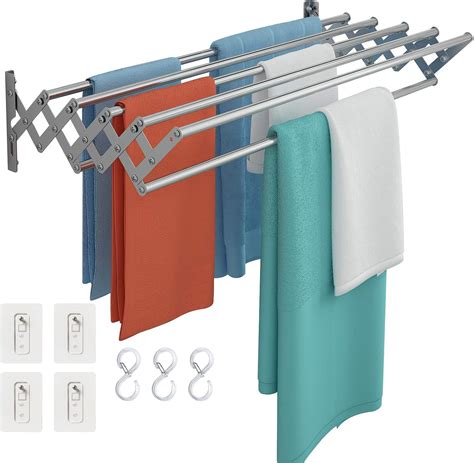 Étendoir à linge mural rétractable en métal