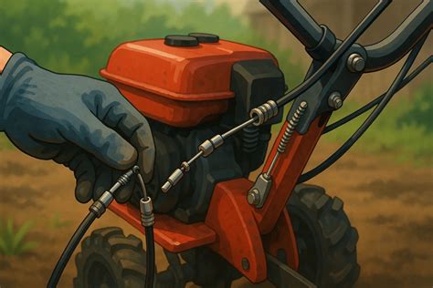 Poignée de motoculteur endommagée par la corrosion