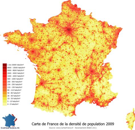 Carte thermique montrant la densité des offres d'emploi paysagiste par région en France