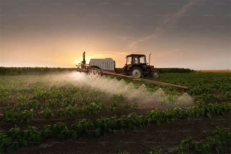 Bouteilles de pesticides devant un champ
