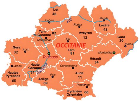 Carte de la région Occitanie mettant en évidence les zones de production de légumes.