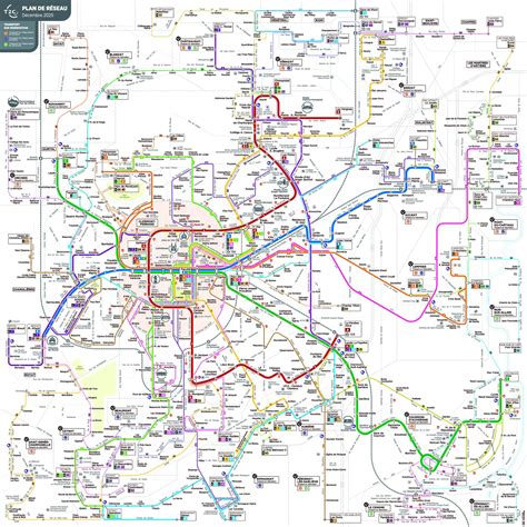 Plan du réseau T2C avec mise en évidence de la ligne P36 vers le Puy de Dôme