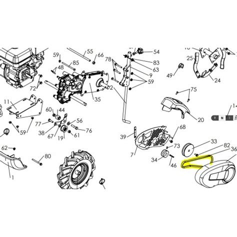 Infographie des pièces détachées d'une motobineuse