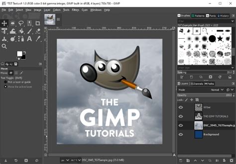 Capture d'écran de GIMP avec les options de texte