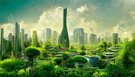 Image conceptuelle d'un jardin urbain futuriste et connecté