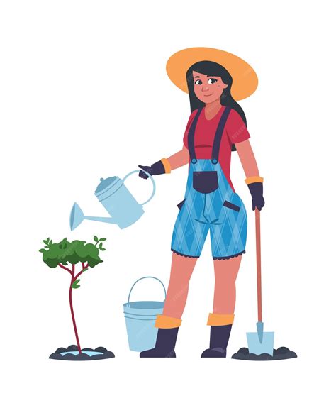Illustration d'une femme élégante observant un jardinier au travail dans un grand jardin, avec une atmosphère de sous-entendu