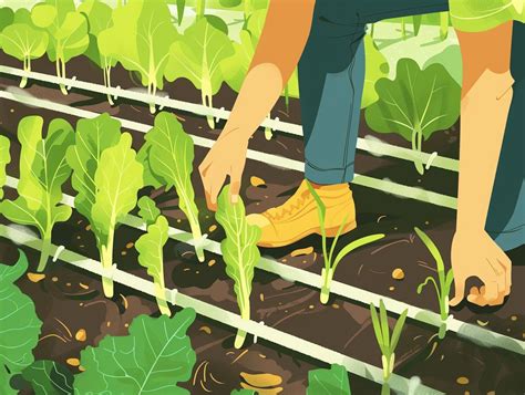 Photo montrant l'étape de l'éclaircissage des jeunes plants d'endives