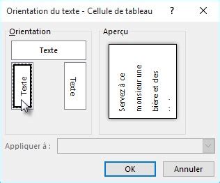Options d'alignement du texte dans Tableau