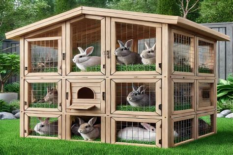aménagement intérieur d'un clapier pour lapin avec zones de repos et zones de jeu