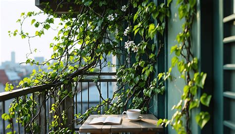 Plantes grimpantes sur balcon